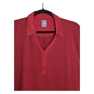 Callaway Women's XXL Red Golf Polo with Thin Black Stripes Opti Dry Golf Tennis